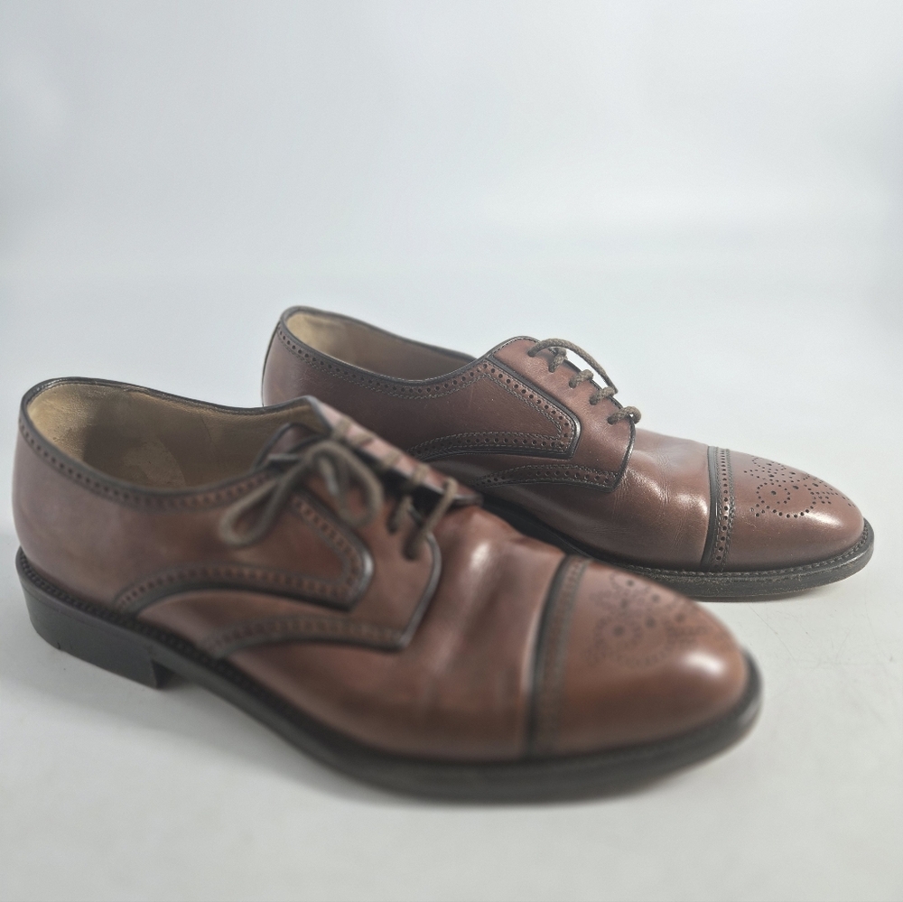 A. Testoni Italian Leather Cap Toe Dress Shoes 9.5